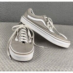 Vans Old Skool Lace Up Skater Shoes Mens Size 7.5, Women’s Size 9 Tan & White